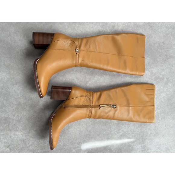 Sam Edelman‎ Elsy Boots Womens Size 9 Medium Caramel Leather Block Heel Tall Zip - Picture 12 of 16